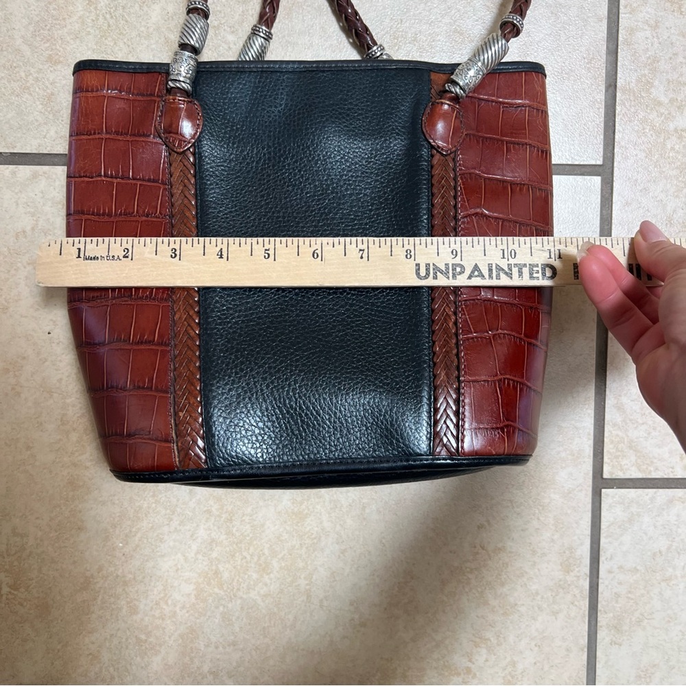 Brighton Leather Shoulder Bag Black & Brown Braided Straps - Picture 7 of 8